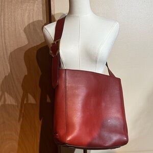 Cole Haan Red Leather Messenger Bag bucket